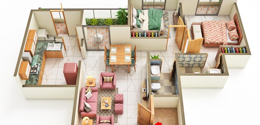 1091 sq.ft. Super Built-up Area | 2 BHK