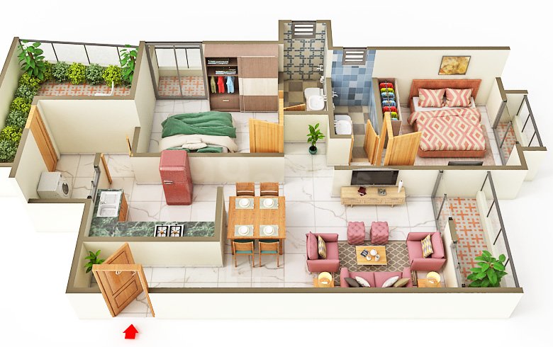 1120 sq. ft Super Built-up Area | 2 BHK