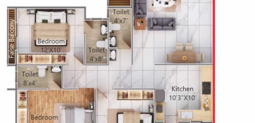 1445 sq.ft. (134.24 sq.m.) Super Built-up Area | 3 BHK