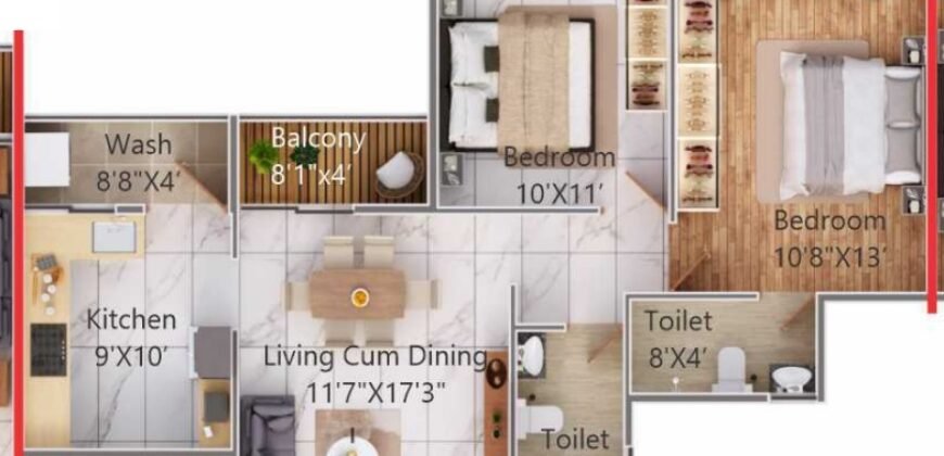 1092 sq.ft. (101.45 sq.m.) Super Built-up Area | 3 BHK