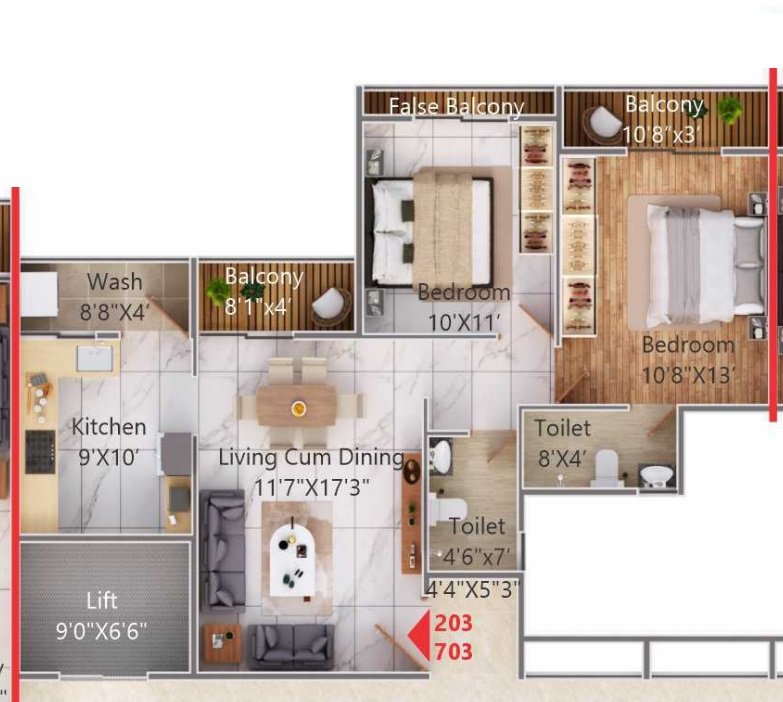 1092 sq.ft. (101.45 sq.m.) Super Built-up Area | 3 BHK